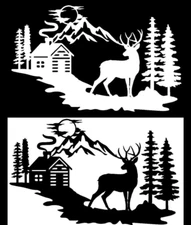 Buck Cabin Deer Rendering Graphic Vinyl Decal Car Truck Tablet Laptop Notebook