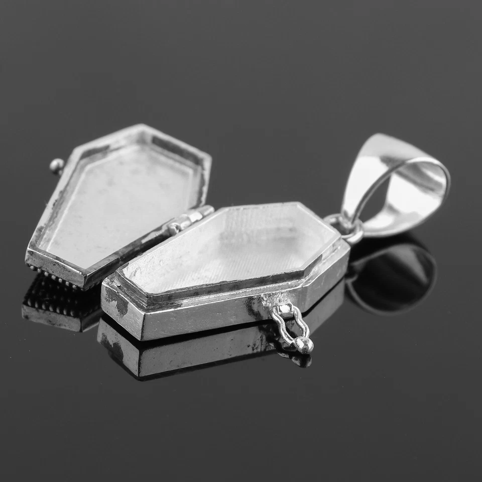 Colgante de veneno de ataúd, plata de ley 925, colgante de ataúd hecho a mano tamaño 1,80 pulgadas Foto 3 de 3