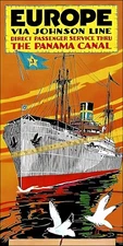Europe Via Johnson Line 1933 Thru Panama Vintage Poster Print Retro Style  Art