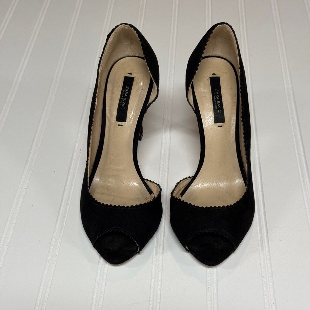 ZARA BASIC COLLECTION Black Suede Effect Open Tot… - image 1