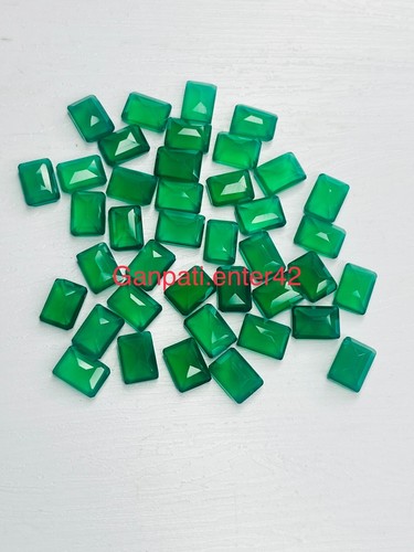 GREEN ONYX LOOSE GEMSTONE FACETED OCTAGON CUT 8x6 MM CALIBRATED 10 PCS LOT E - Picture 6 of 8