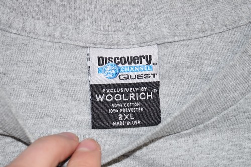 CAMISETA WOOLRICH DISCOVERY CHANNEL QUEST VINTAGE HECHA EN EE. UU. GRÁFICA GRIS 2XL - Imagen 4 de 6