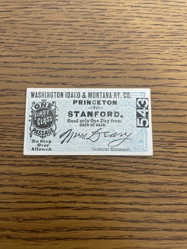 7 Vintage Washington Idaho & Montana RY. Co. Bahntickets verschiedene Bahnhöfe - Bild 2 von 15