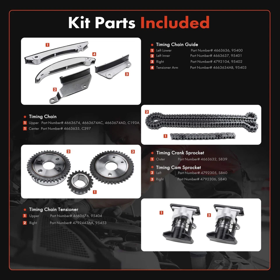 Kit de cadena de distribución del motor 13x para Chrysler Concorde Dodge Intrepid 1998 1999 2,7 L Foto 2 de 4