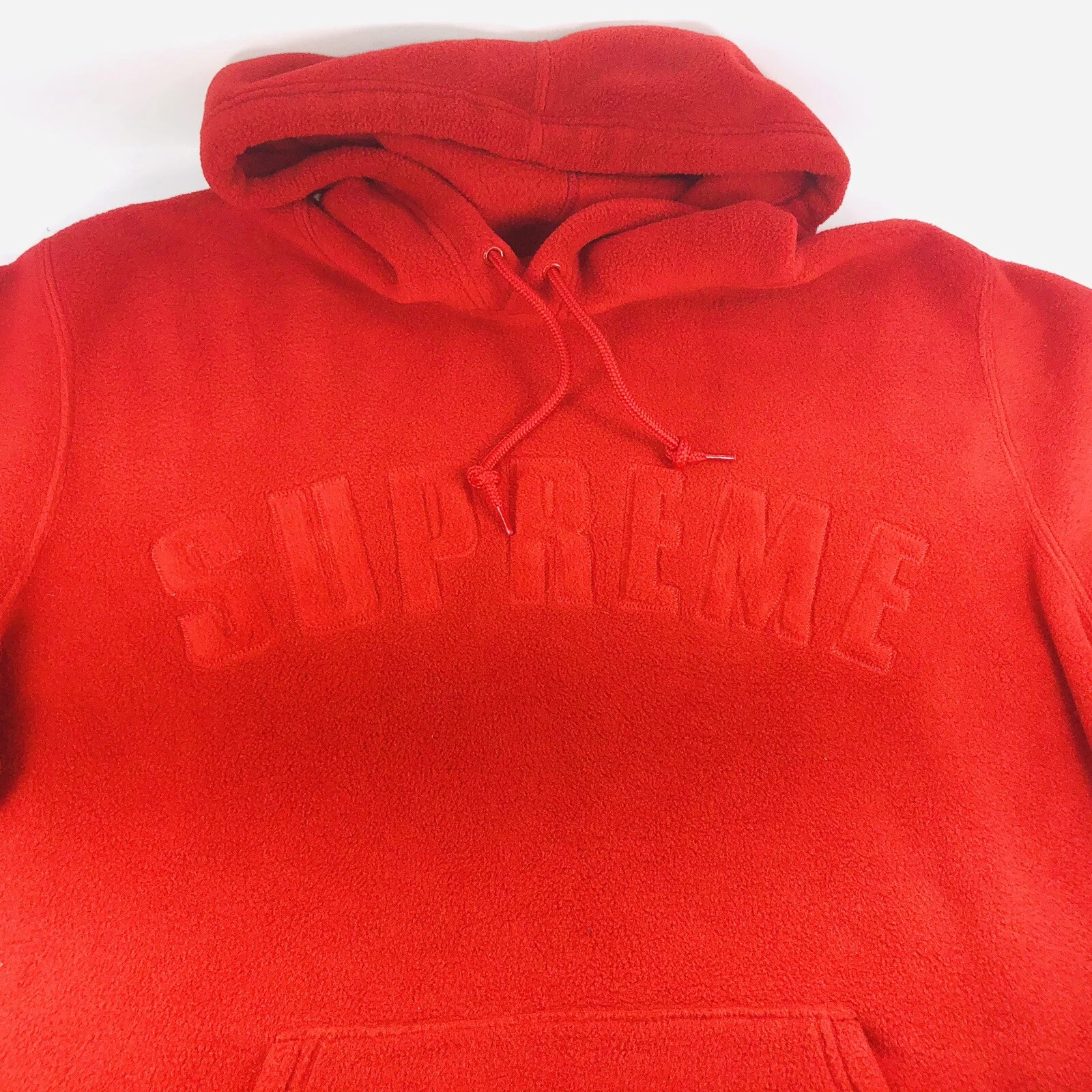 Sweat shirt à capuche rouge Supreme Polartec pour homme taille Grand FW18 SW77 Deadstock