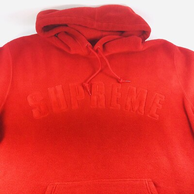Supreme Polartec Red Hooded Sweatshirt Mens Size Large FW18 SW77 Deadstock