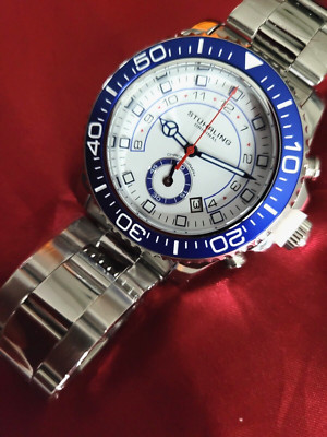  NEW Full Set Stuhrling Aqua diver 42MM Stainless Steel Men's Watch