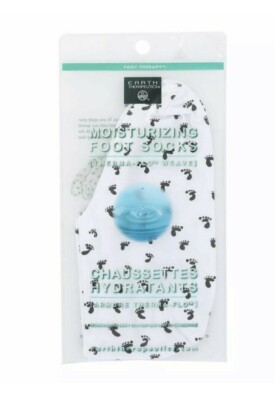 Earth Therapeutics Moisturizing Foot Sock - White with Footprints - 1 Pair