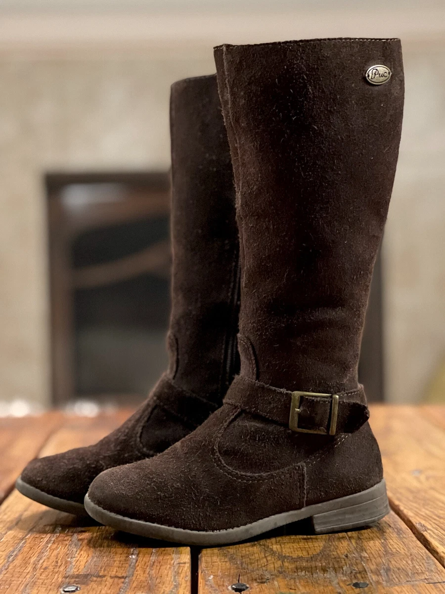 toddler girls PUC Boutique 8 27 brown suede leather knee high zip