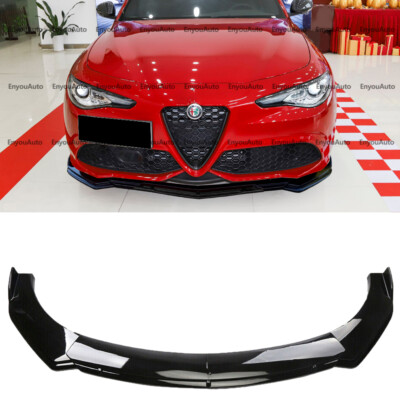 For Alfa Romeo Giulia Front Bumper Lip Spoiler Splitter Glossy Black