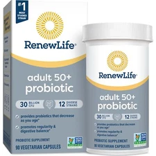 Renew Life Probiotic Adult 50 Plus 90 Capsules 30 Billion CFU Digestive Health