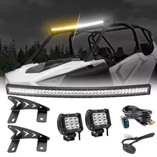 WEISEN Amber/White 42" LED Light Bar Roof Mount+3" Pods For Polaris RZR PRO R/R4