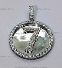 Men's 2 CT Lab-Created Diamond Lucky "7" Number Pendant Real 925 Sterling Silver