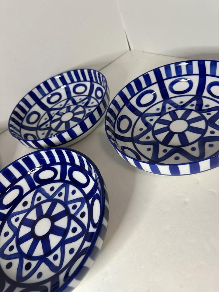 4x DANSK ARABESQUE Blue & White Salad Pasta Bowl BOWLS 8" Cereal