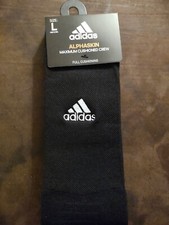 BRAND NEW! ADIDAS MEN'S LARGE ALPHASKIN CUSHIONED CREW SOCKS, BLACK & WHITE!