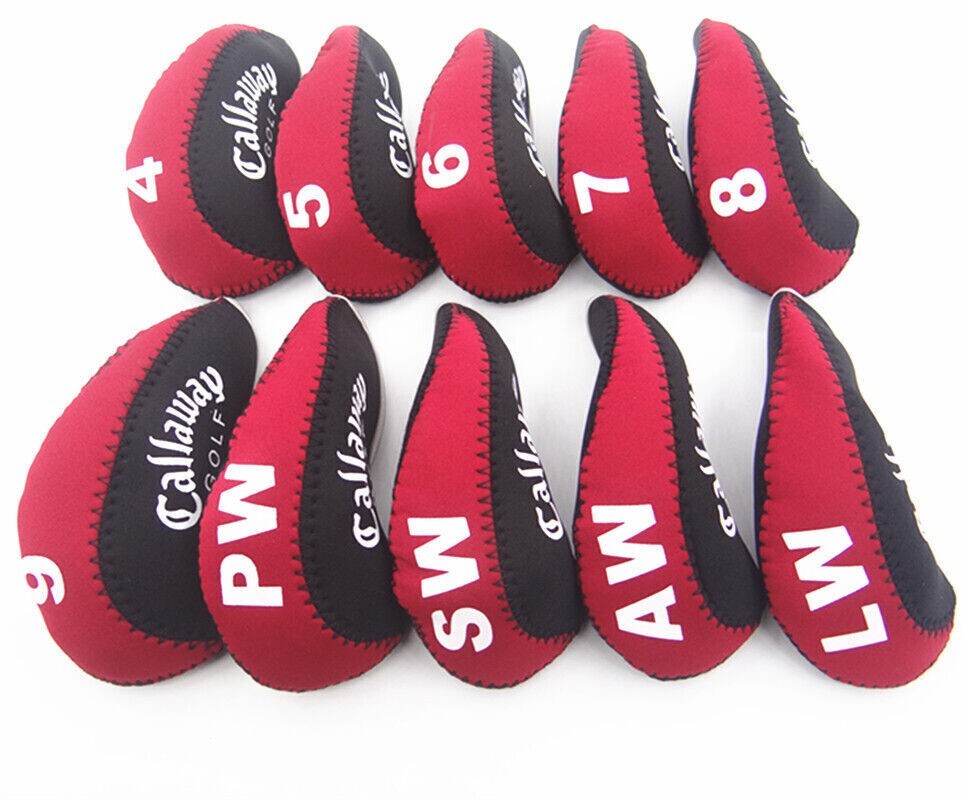 10PCS Golf Iron Headcovers for Callaway Club Head Covers Caps 4LW Red