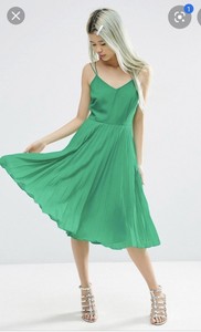 asos green pleated dress