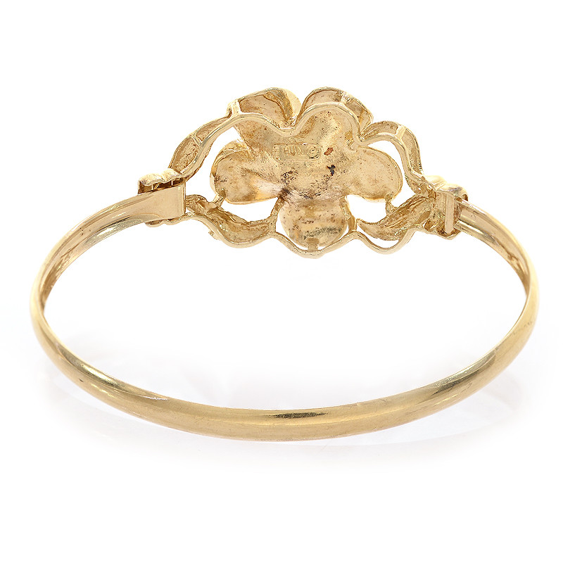 14K Yellow Gold Plumeria Lei Bangle Bracelet eBay