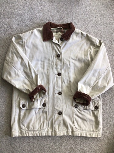 St Johns Bay Chore Field Coat Mens L Flannel Lined Button Up Corduroy Collar Vtg
