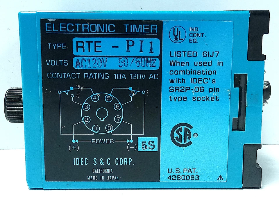 Модуль таймера ПЛК IDEC RTE-P11 120 В AC 10 A 0-10 минут выключение задержка - Изображение 3 из 4