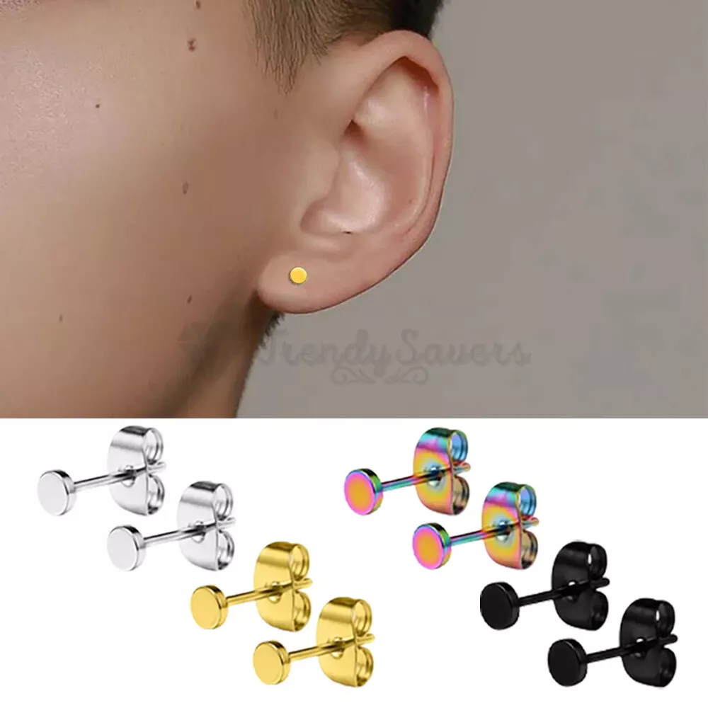 3MM Silver Gold Surgical Stainless Steel Flat Dot Ear Piercings Stud Earrings UK