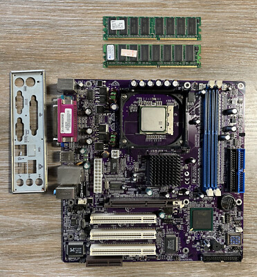 Vintage ECS EliteGroup 845GE Motherboard Socket 478 + CPU + RAM + I/O Shield