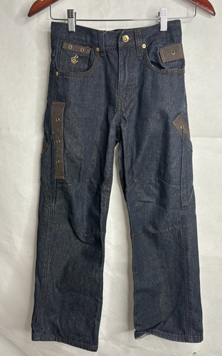 Rocawear Jeans Boys 10 Y2K Baggy Embroidered Carpenter Blue Shuttle Tape Hip Hop - Picture 9 of 10