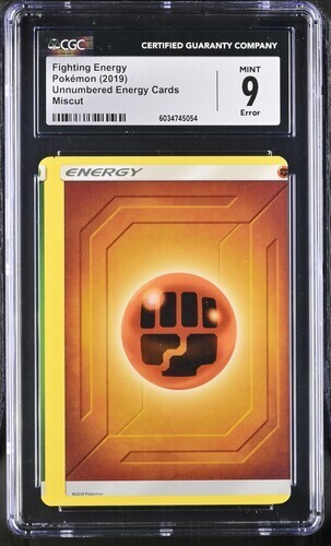 Fighting Energy Miscut Error CGC 9 MINT Pokemon (2019) Unnumbered Energy Cards