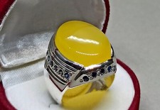 Natural Yemeni Aqeeq Sterling Silver 925 Agate Handmade Carnelian Mens Ring
