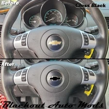 Gloss Black Precut Steering Wheel Emblem Bowtie Decal For 2007-13 Impala Malibu