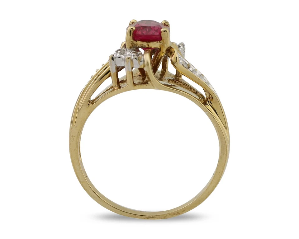 Women Ruby & Diamond Ring Solid 10k Real Gold Sizeable 5.5 - Image 3 of 4