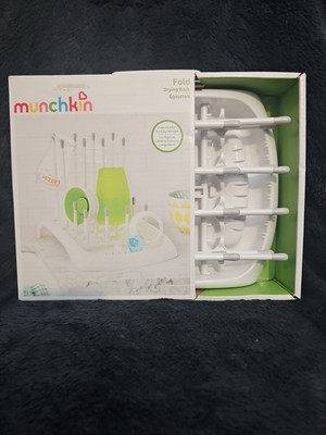 New Munchkin Fold & Store Folding Baby Bottle Drying Rack White/Grey
