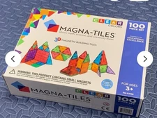 Magna Tiles 100-Piece Clear Colors Magnetic Building Tiles