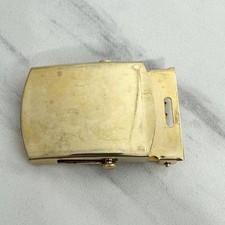 Vanguard Vintage Military Web Clamp Belt Buckle Gold Tone Made in USA Signed