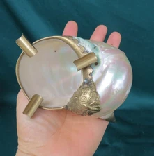 Vintage mother of pearl shell,  seashell ashtray ,  Nautical home decor