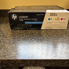 HP 202A Cyan Magenta Yellow Toner Cartridges Printers 3-Pack Brand New CF500AM