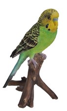 Hi-Line Gift Ltd Budgie on Branch Statue, Green