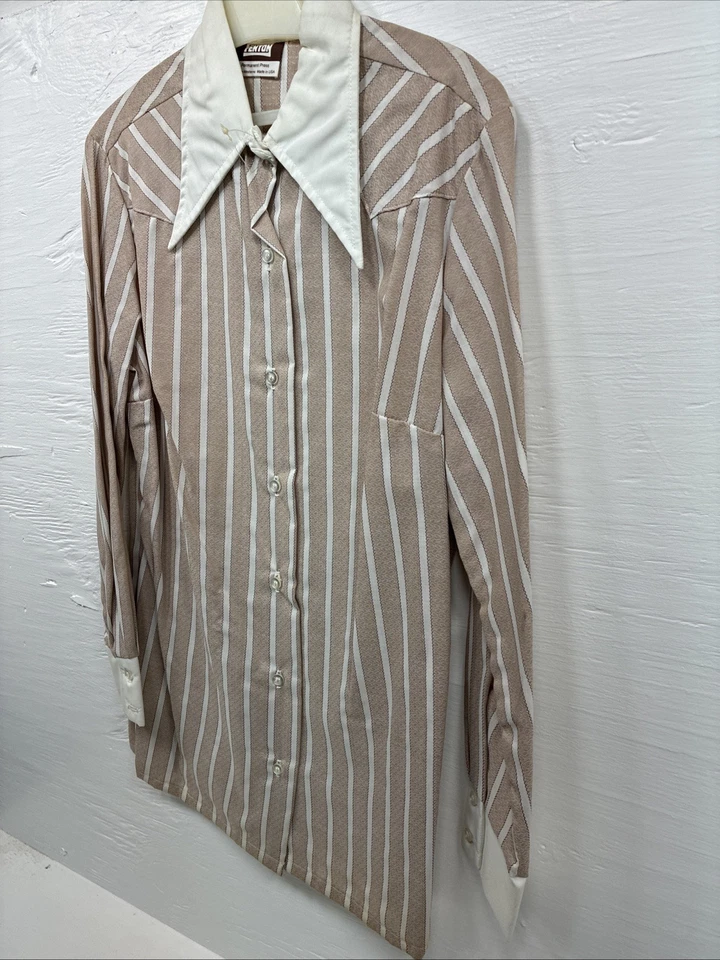 Nuevo Para Hombre Fenton Blanco Tostado Rayas Manga Larga Abotonada Pequeño Q-17 Foto 3 de 4