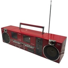 Sharp QT-88R Double Cassette Red Vintage Boombox Radio Cassette Player Japan