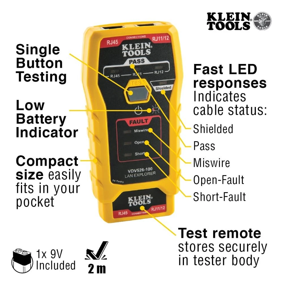 Klein Tools Rj45 Pass Thru Crimping Pliers Cable Tester Kit For Cat5e Cat6 - Image 2 of 4