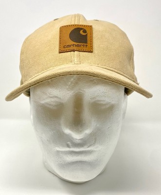 Vtg Carhartt Beige Cotton Canvas 6-Panel Snapback OSFA Made in USA