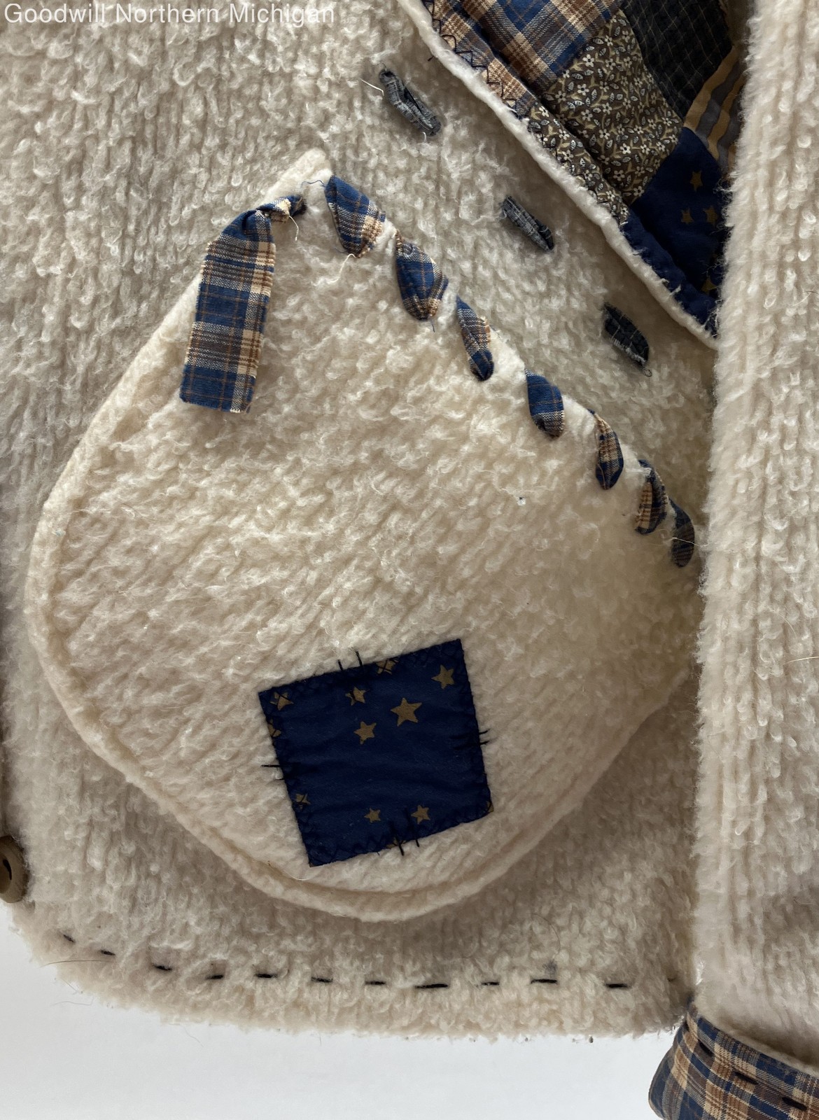 Women's Ivory Patchwork Jacket - Size See Measure… - image 4