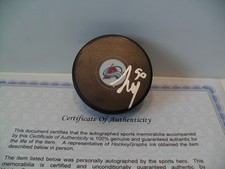 Trent Miner Autographed Signed Colorado Avalanche Puck COA Bright Silver Pen