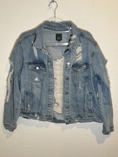 Wild Fable Target Distressed Denim Jacket Women Size Large 2018 Release