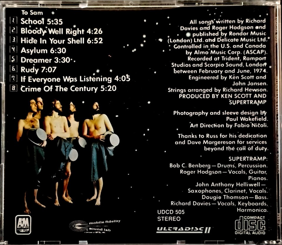Supertramp: CRIME OF CENTURY Mint CD Mobile Fidelity Sound Lab Gold II ...