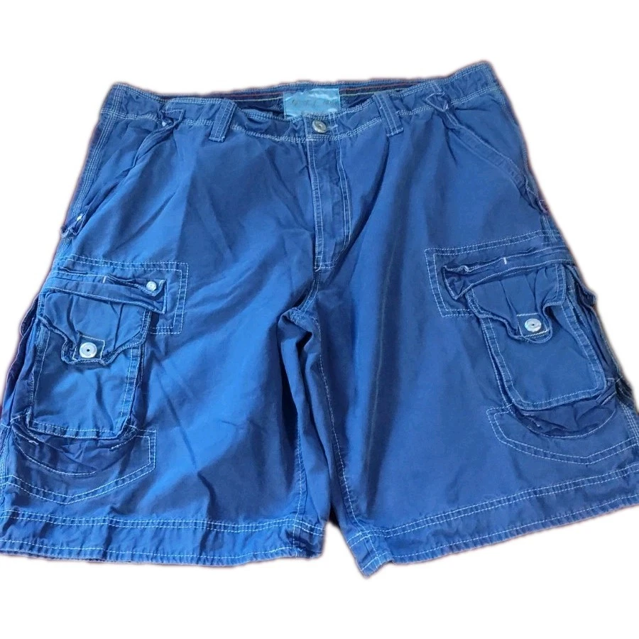 Jet Lag Cargo Shorts Size 42 Blue 8 Pocket W/big Snaps 42x11.5 Baggy Street Wear
