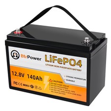BtrPower 12V 140Ah Lifepo4 Battery Lithium Batteries for Solar Panels RV System