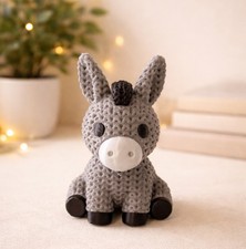 Knitted Style Donkey Ornament Cute Farm Animal 3D Printed  Gift for Animal Lover