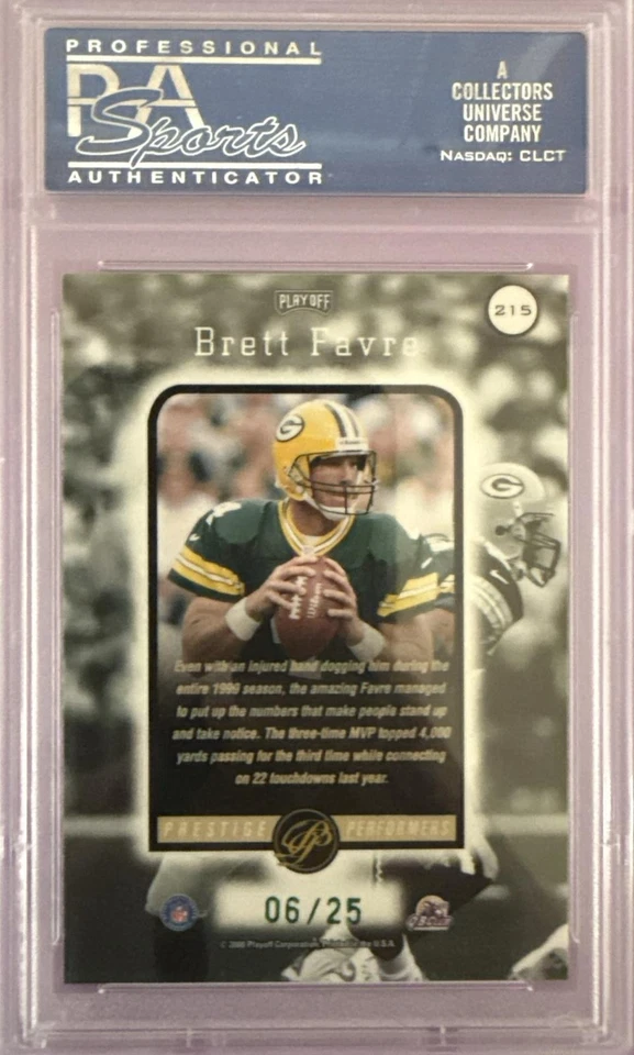 2000 PLAYOFF PRESTIGE SPECTRUM GREEN BRETT FAVRE #215 PSA 9 MINT #D 6/25 PACKERS - Image 2 of 3