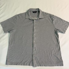 Hart Schaffner Marx Men's Dress Shirt L Gray Geometric 100 Cotton Short Sleeve